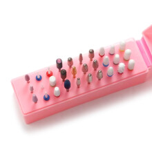 Nail Drill Bit Organizer Nail Stand Manicure Tool-30 holes pink