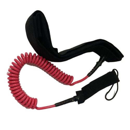 Waist Belt Leash with Paddle Board Coiled Leash for Stand-Red