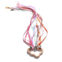 Rainbow Hand Bells Ribbon Streamer Wand with Bells Sensory-3#