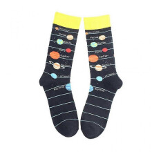 (Yellow Pink) Men Novelty Crew Socks Solar System Rocket Astronaut Planet Harajuku Hosiery