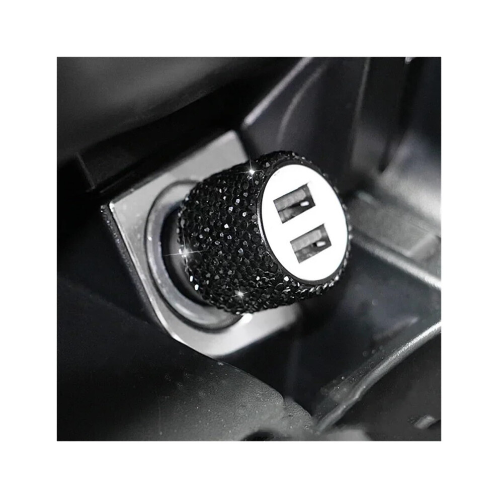 Bling Usb Car Charger 5V 2.1A Dual-Port Fast Charger Car Decor Diamond Interior Accessory For Women Pink 9067246582715