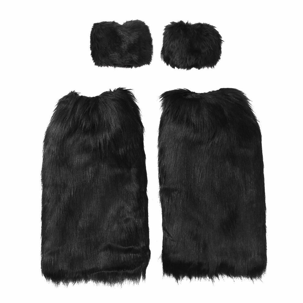 Black Faux Furs Leg Warmers Wrist Cuffs Warmer Boot Cuffs- Suit