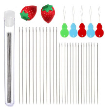 Porte-aiguilles à coudre à gros œil, 47 pièces, fraise,-Argent