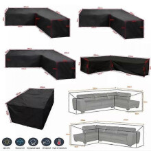 (300X300X98x70cm, Black) Waterproof Corner Furniture Cover L Shape All-Purpose Covers Garden Patio Outdoor Sofa Protector Ant