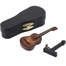 (10CM, Brown) Miniature Acoustic Guitar Model Miniature Music Decorations Crafts Home Decorations (14cm-brown)