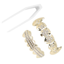 Unfading Gold Electroplate Hip Hop False Teeth Set for Halloween Festival Use
