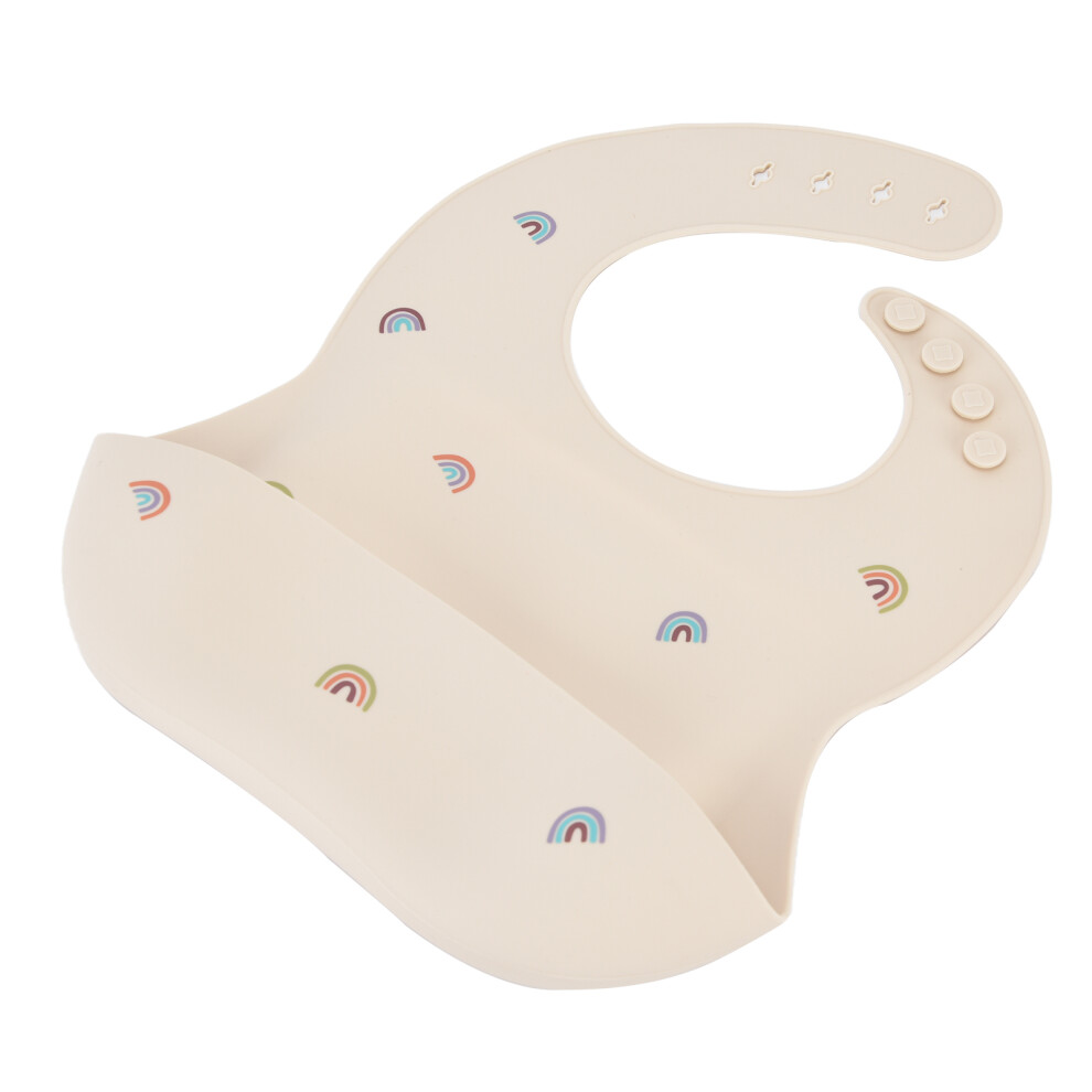 Unisex Silicone Toddler Bibs Food Catcher Adjustable 1‑3 Years Rainbow