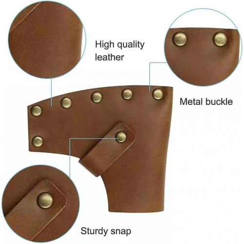 (Black) Axe Sheath, Leather Hatchet Cover With Adjustable Belt For Camping Accessories 2