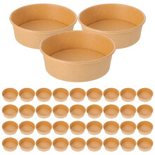 100Pz Box Carta Kraft Rotondi Resistenti Scatole Pranzo Takeaway