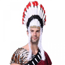 Tocado de jefe nativo americano, disfraz indio, vestido de plumas, tocado, diadema, accesorios para adultos y niños, joya de plumas para la