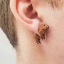 Handbemalte Capybara-Ohrringe, 3D-gedruckt, 1 Paar Capybara-Ohrringe als Geschenk für Capybara-Enthusiasten