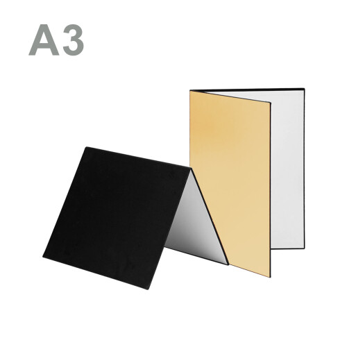 3-in-1 A3 Photography Reflector Diffuser Board Black White Golden Folding 2