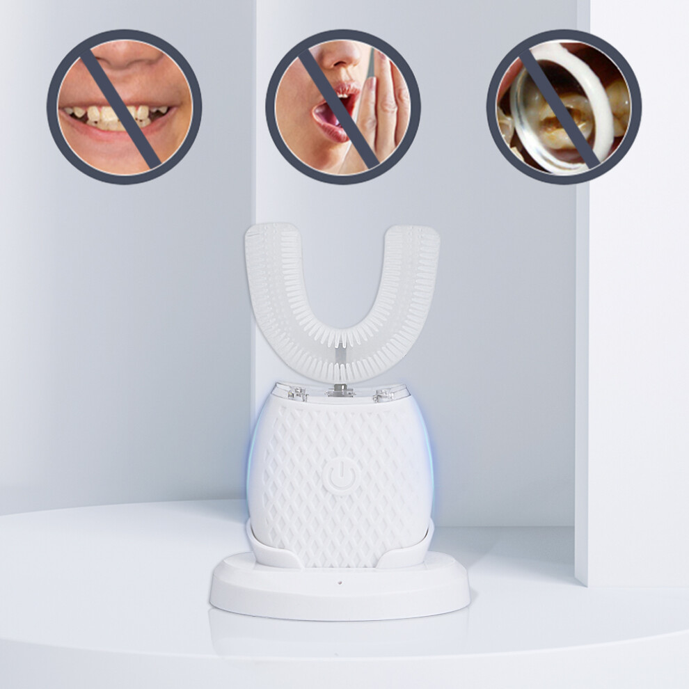 Ultrasonic U-Shaped Electric Toothbrush IPX7 Waterproof 4 Modes 30'' Timer