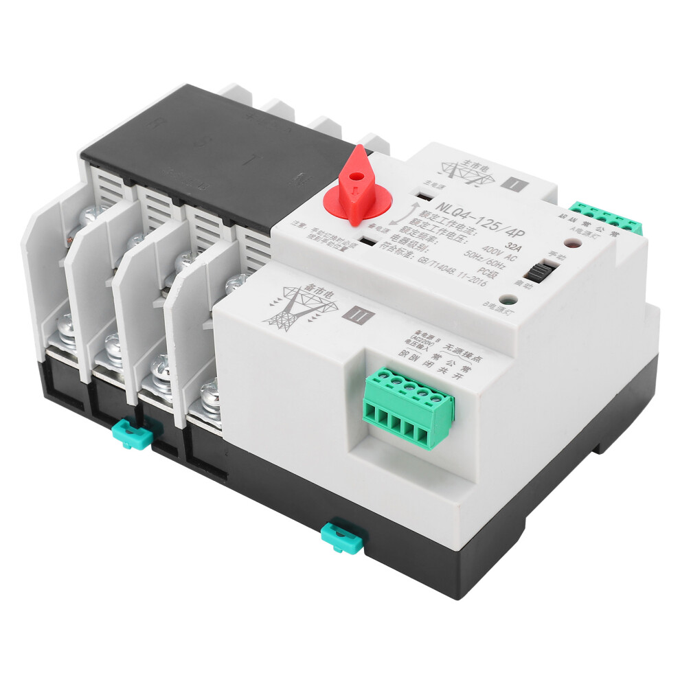 4P 3-Phase Automatic Transfer Switch 400V 32A Din Rail Mounted 5041358799357