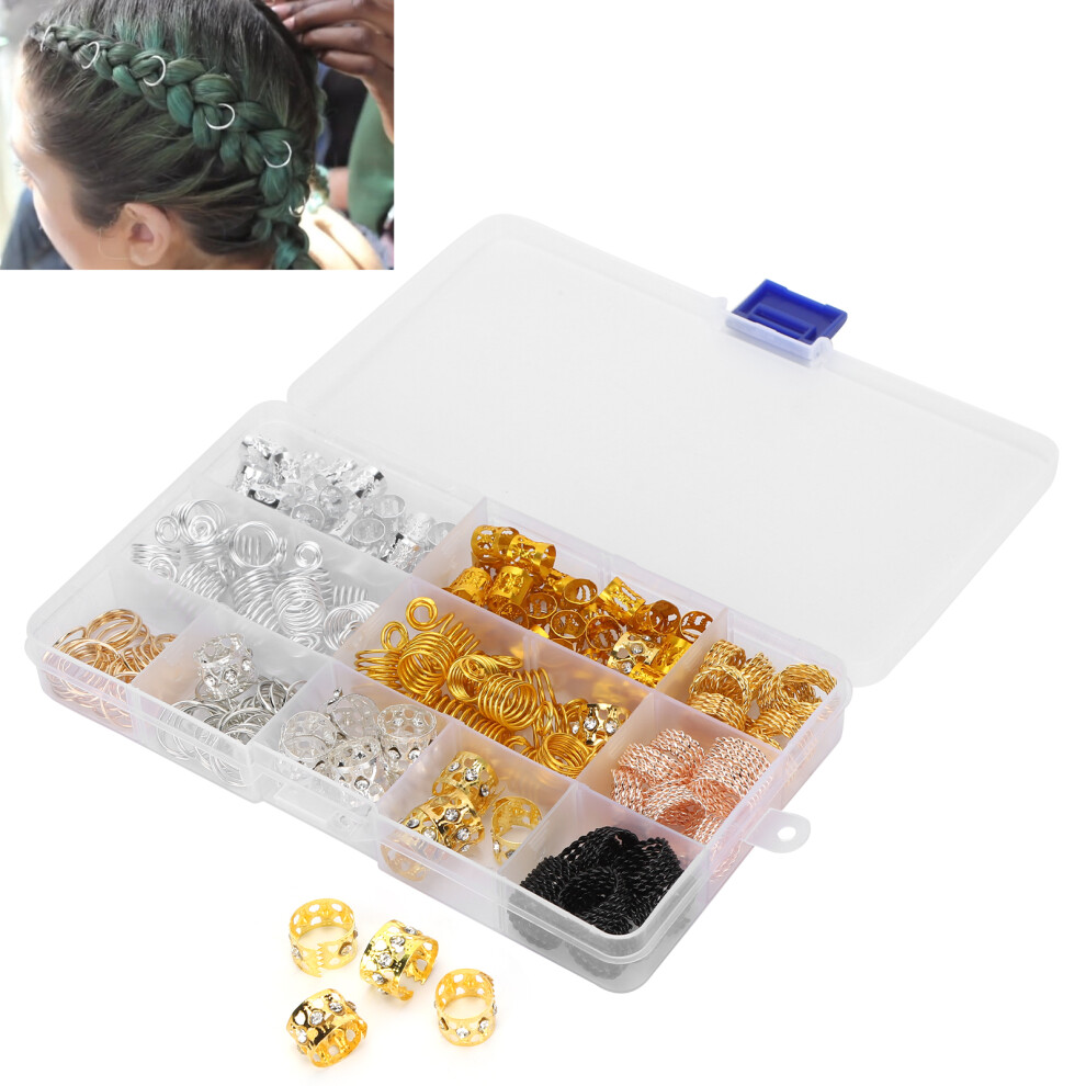 200 Pcs Hollow Hair Ring Set for Dreadlocks and Braiding Hair Decoration