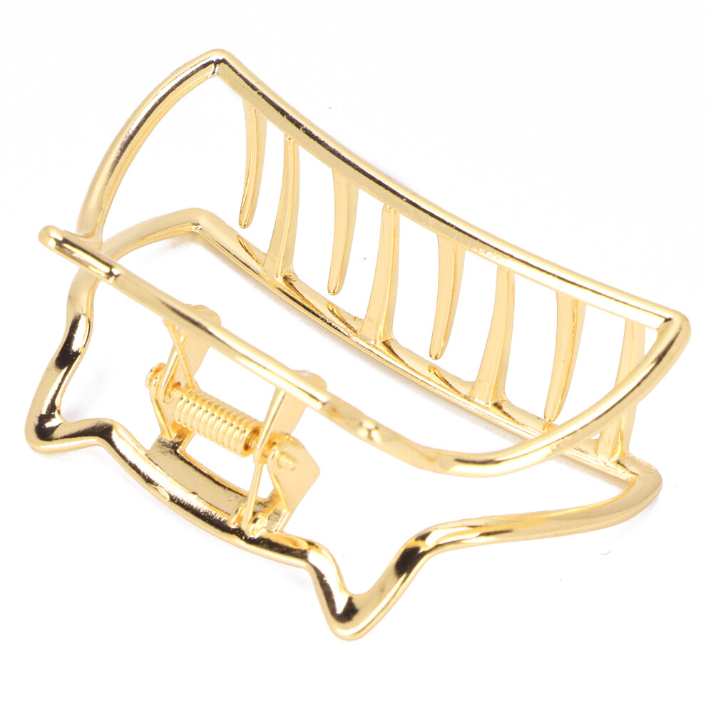 Golden Nonslip Metal Hair Claw Clips - Cat Design Jaw Holder In Finish
