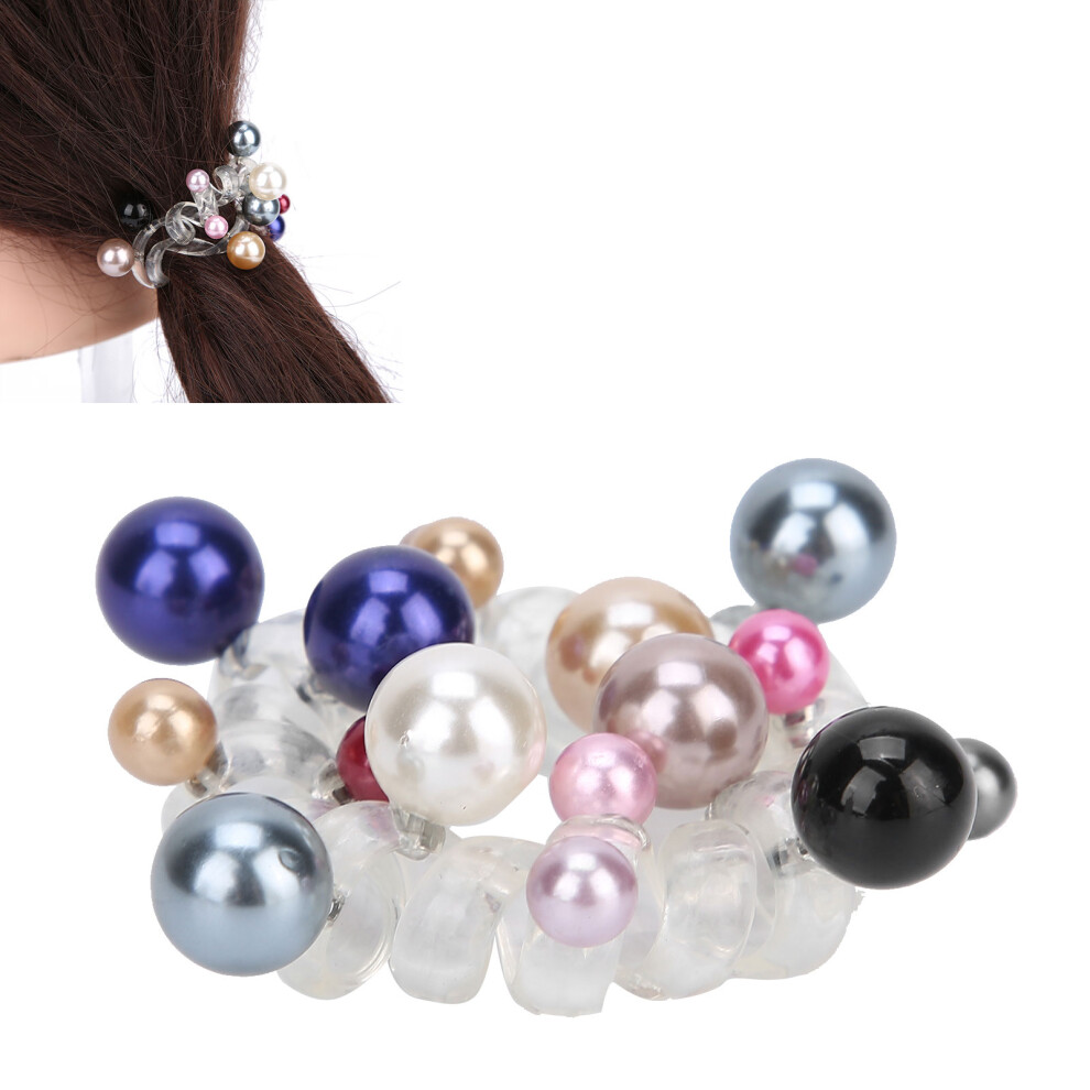 Unisex Beaded Spiral Hair Ties For Women Colourful Coil Elastic Hair Ponytail Holders