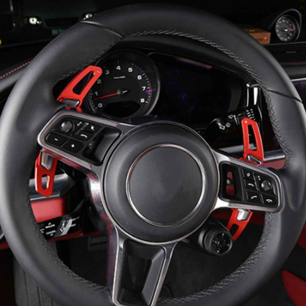 2Pcs Aluminum Paddle Shifter Extensions For Porsche 911 718 Panamera Red 4601358804041