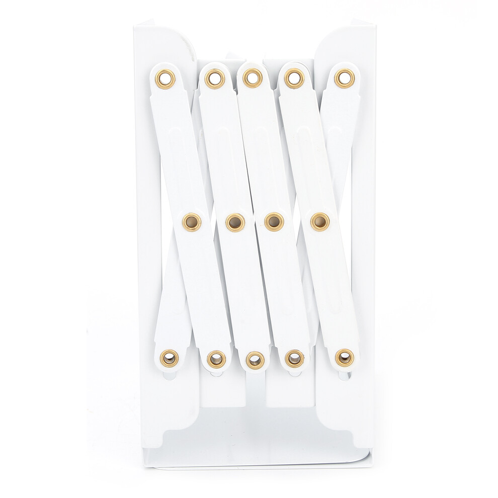 Adjustable White Desktop Bookends, Expandable Iron + Silicone Organizer-image-OPC-PMSKN7J-NEW