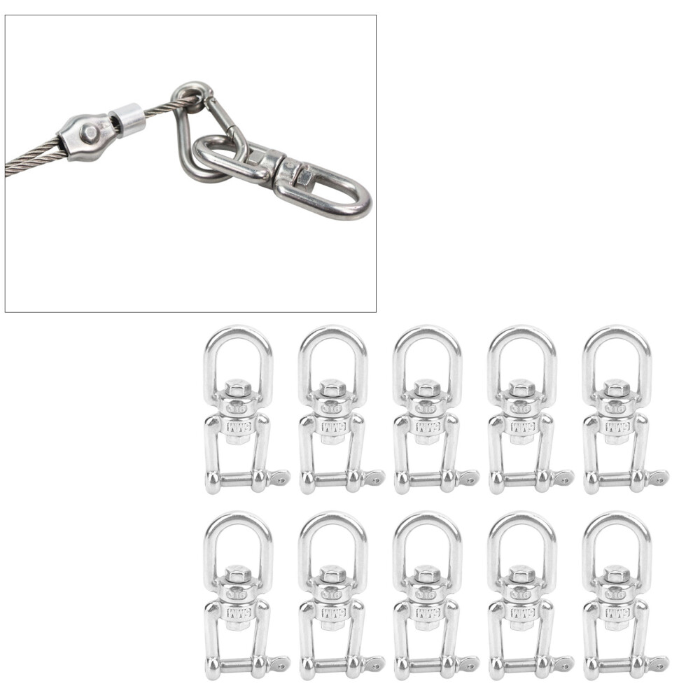 10Pcs Stainless Steel M5 Double Ended Swivel Hooks, 130Kg Safe Load 8761358806141
