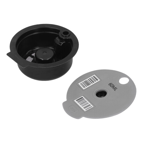 Tazza riutilizzabile per capsule di caffè da 60 ml, grigio-nero, cucchiaio 2