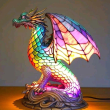 Drachen-Ornament aus Kunstharz mit LED-Nachtlicht – Künstlerische Kreaturenstatue, kreative Schreibtischdekoration