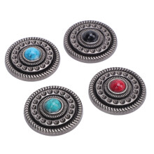 4 Pack Retro-Metallknöpfe mit 30 mm in Schwarz, Rot, Blau und Grün – stilvolle Dekorationen