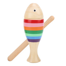 Holzfisch-Perkussionsspielzeug für Kinder aus Ahornholz mit Stock – 14,5 cm