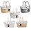 (Grey, Rectangular) H-line Traditional Split Willow Shopping Basket with Folding Handles Vintage Storage Wicker Hamper Organiser 2