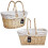 (Grey, Rectangular) H-line Traditional Split Willow Shopping Basket with Folding Handles Vintage Storage Wicker Hamper Organiser 10