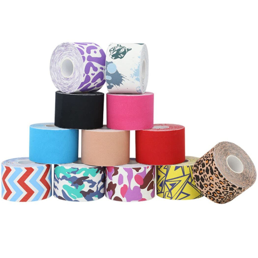 Blue Kinesiology Tape Camouflage 5Cm X 5M Professional 0.6Mm Waterproof Extra Sticky Elastic Muscle Support For Exercise Recovery