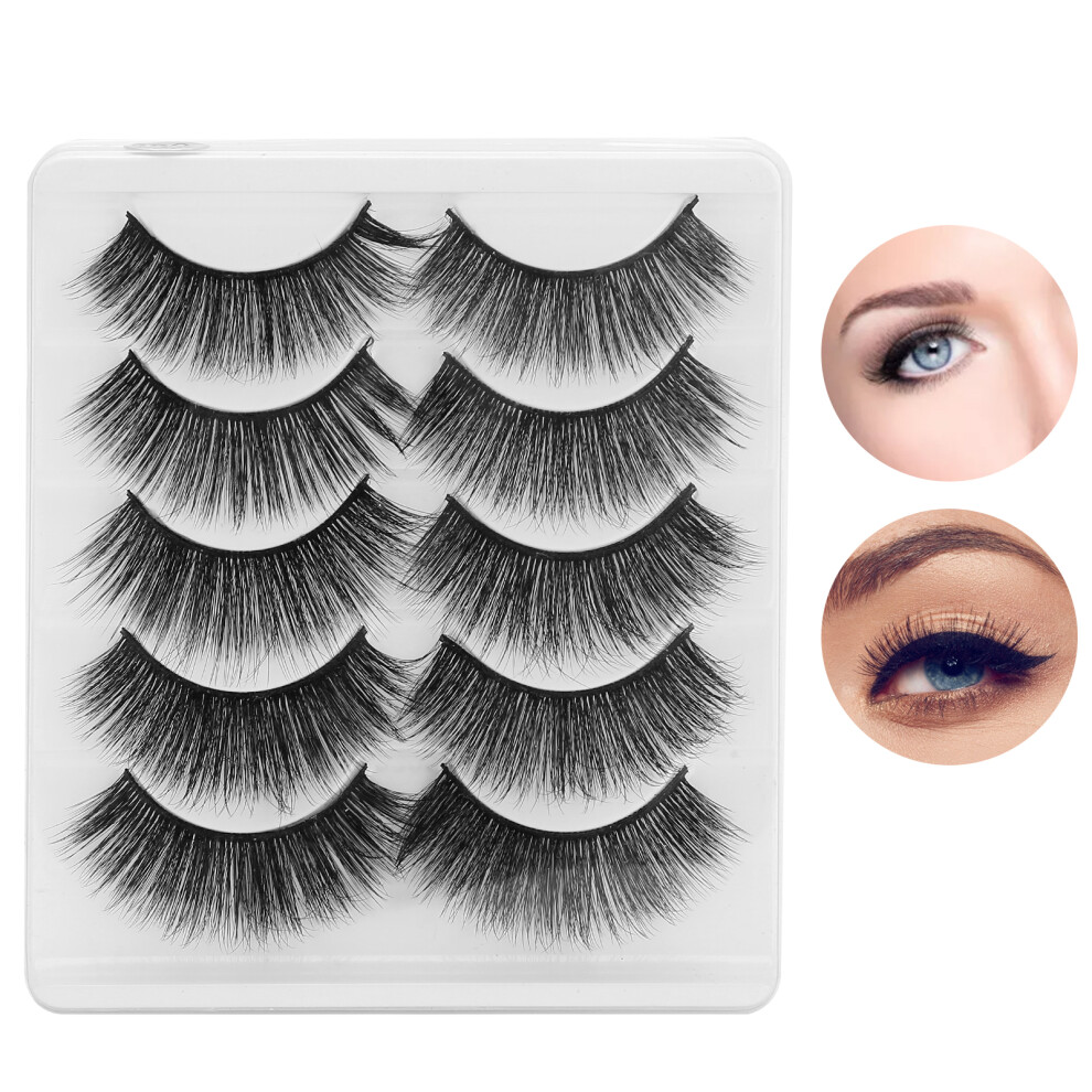 Thick Dense Curly False Eyelashes Set008 5 Pairs Reusable for Stage & Party