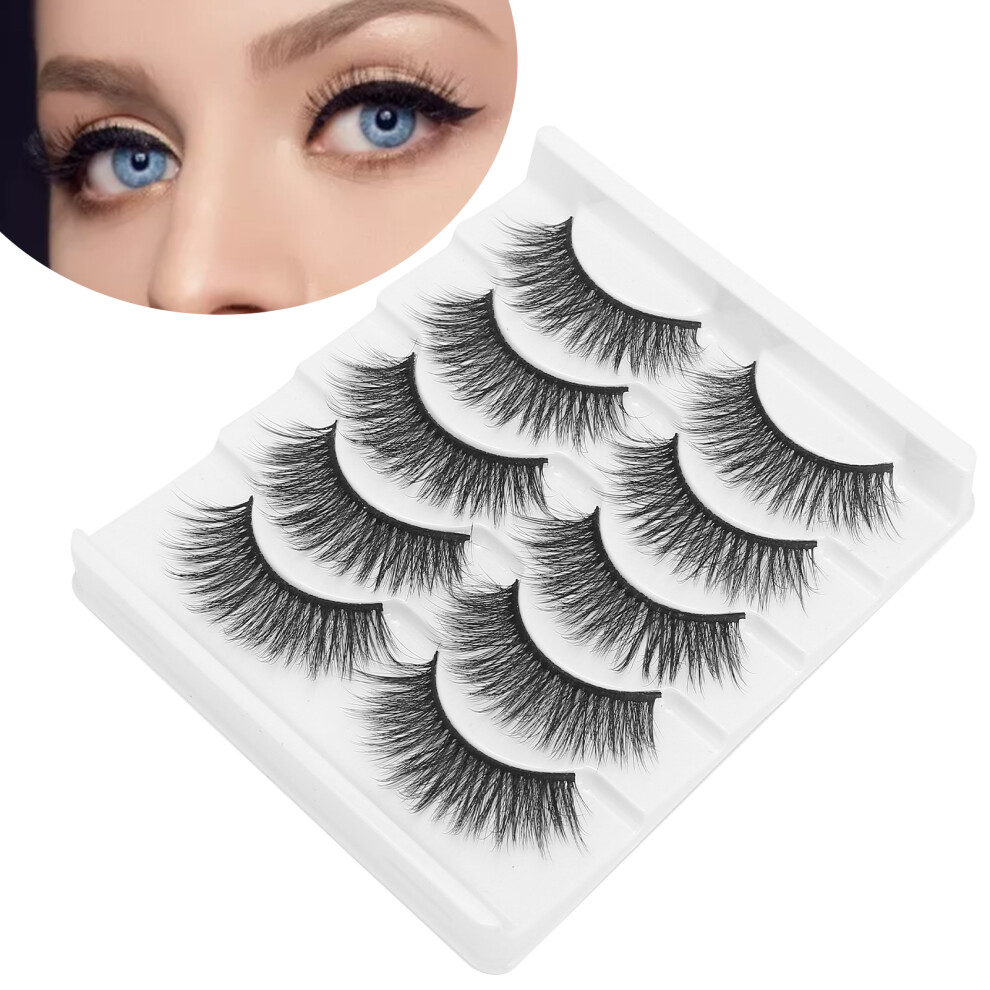 5 Pairs Thick Curly Reusable False Eyelashes Set005 for Natural, Stage & Daily