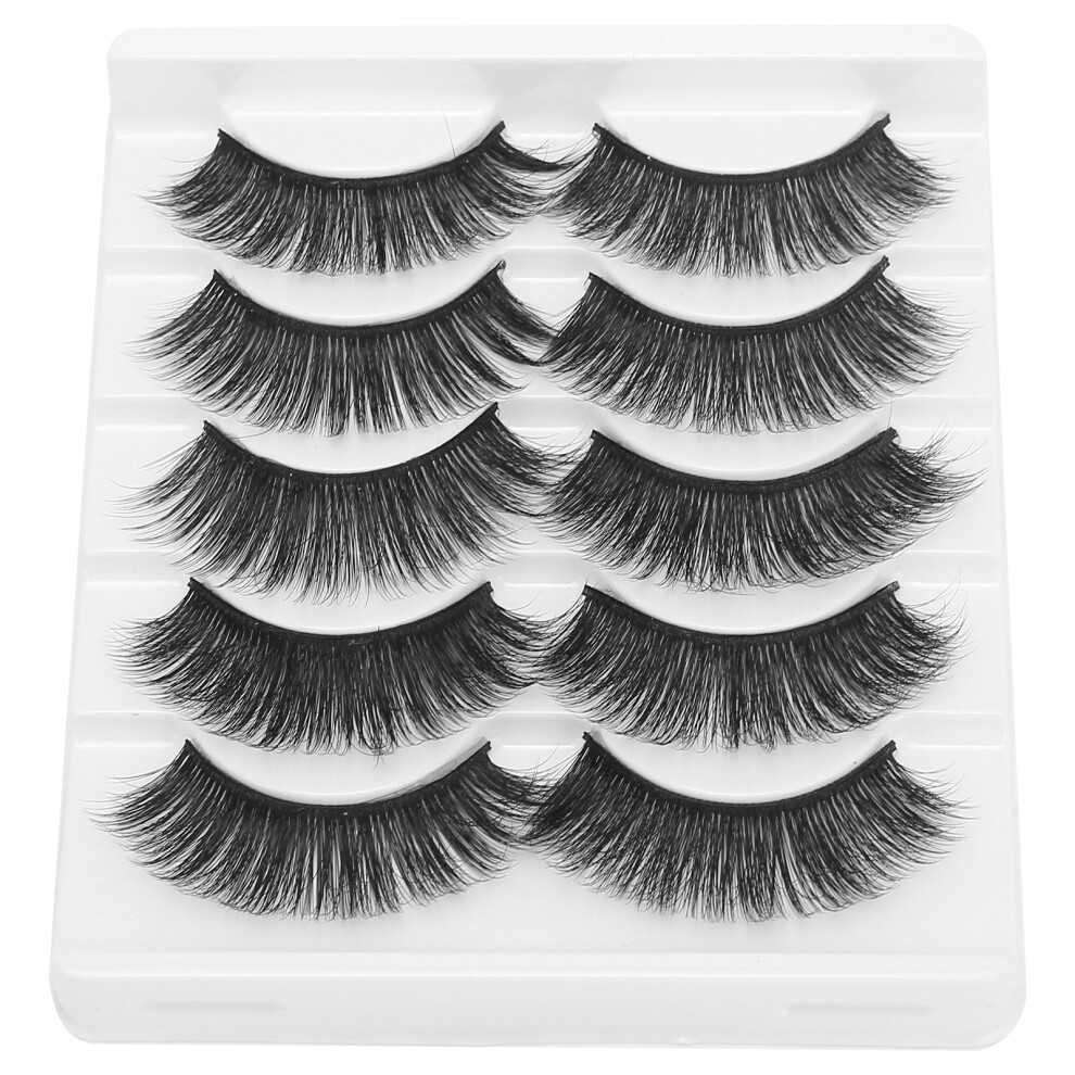 Reusable 5 Pairs Thick Curly False Eyelashes for Stage Makeup Model 008