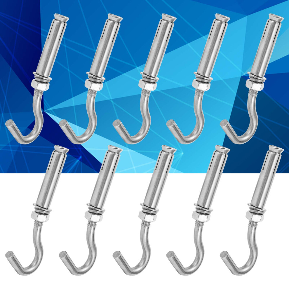 10Pcs M8 Stainless Steel Expansion Hooks, 170Kg Load, Silver 4301358820521