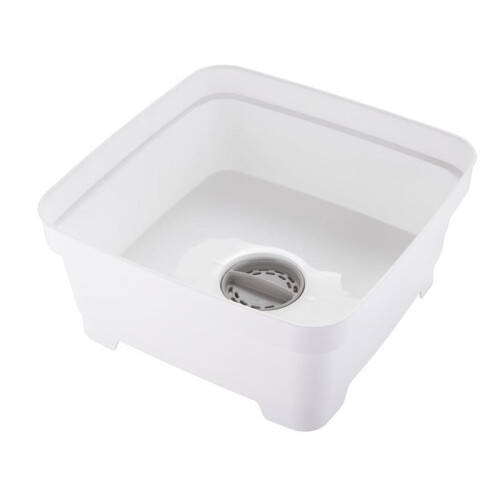 (White) Minky Washing Up Bowl with Sink Plug Strainer 2