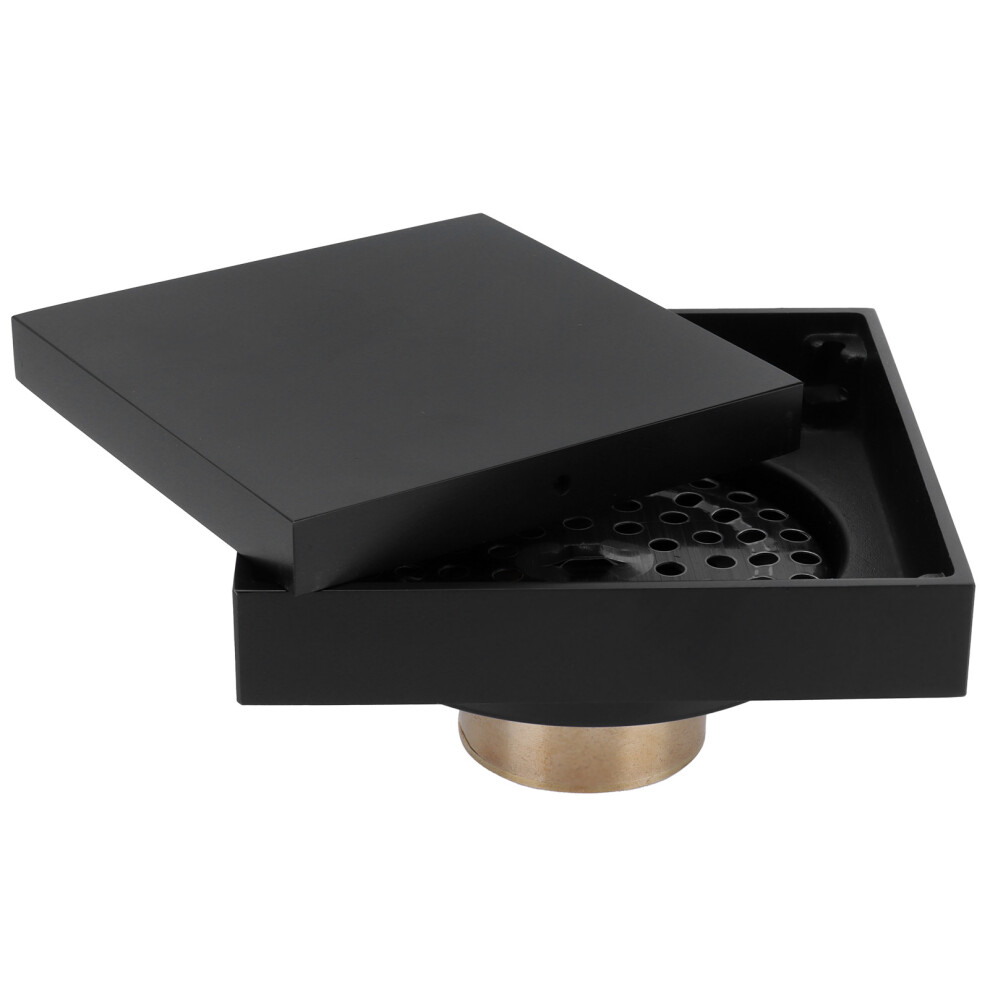 Black Copper Shower Floor Drain Strainer 10X10cm For Bathroom & Balcony 4681358822214