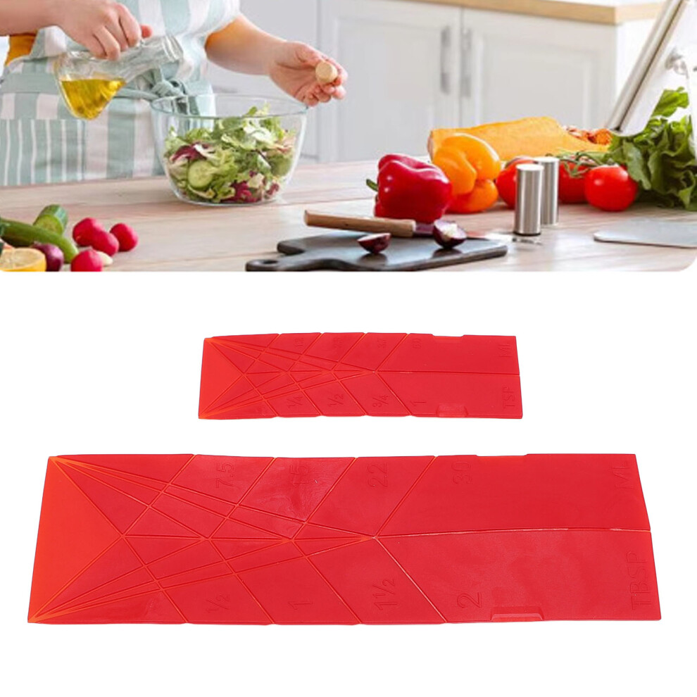 Red Kitchen Measuring Spoons 3 In 1 Fold Flat 2Pcs Set For Liquids & Spices