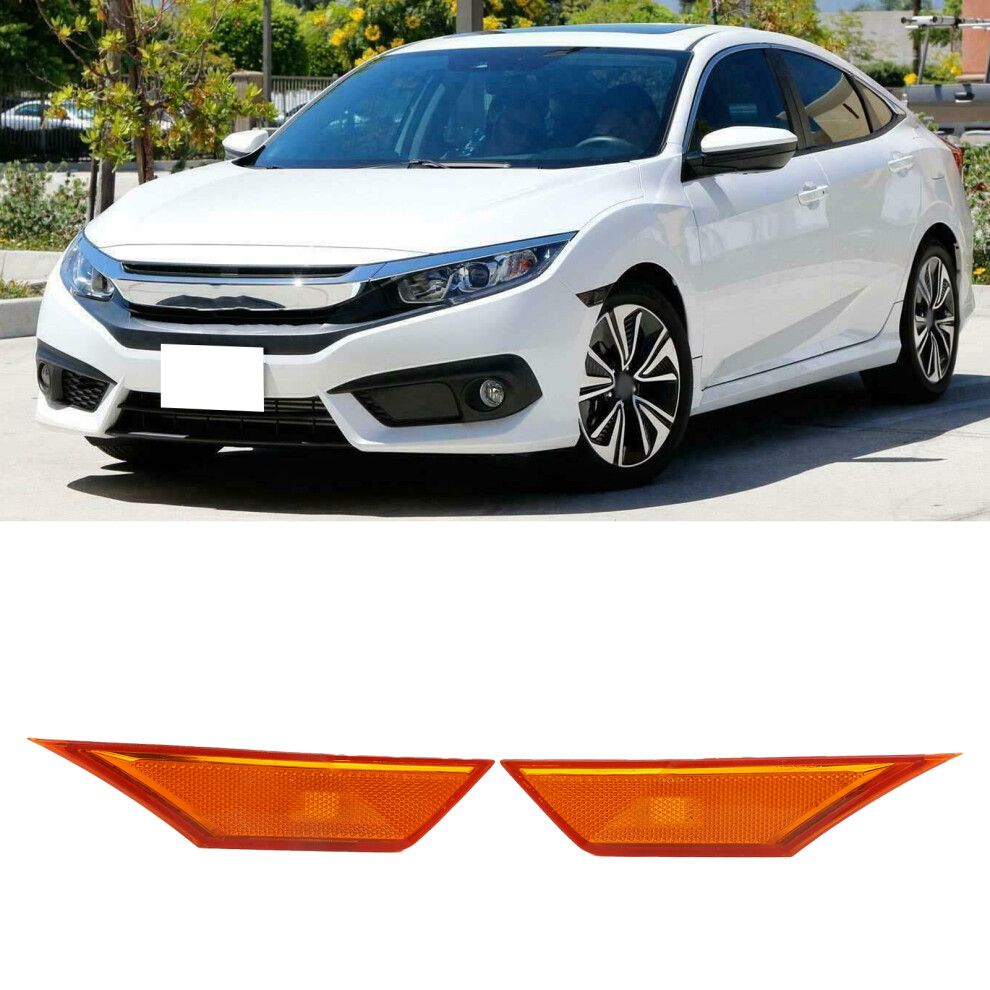 Side Marker Lamp Turn Signal With Led Bulbs For Honda Civic 2016-2021 Light/Amber 4691358826563