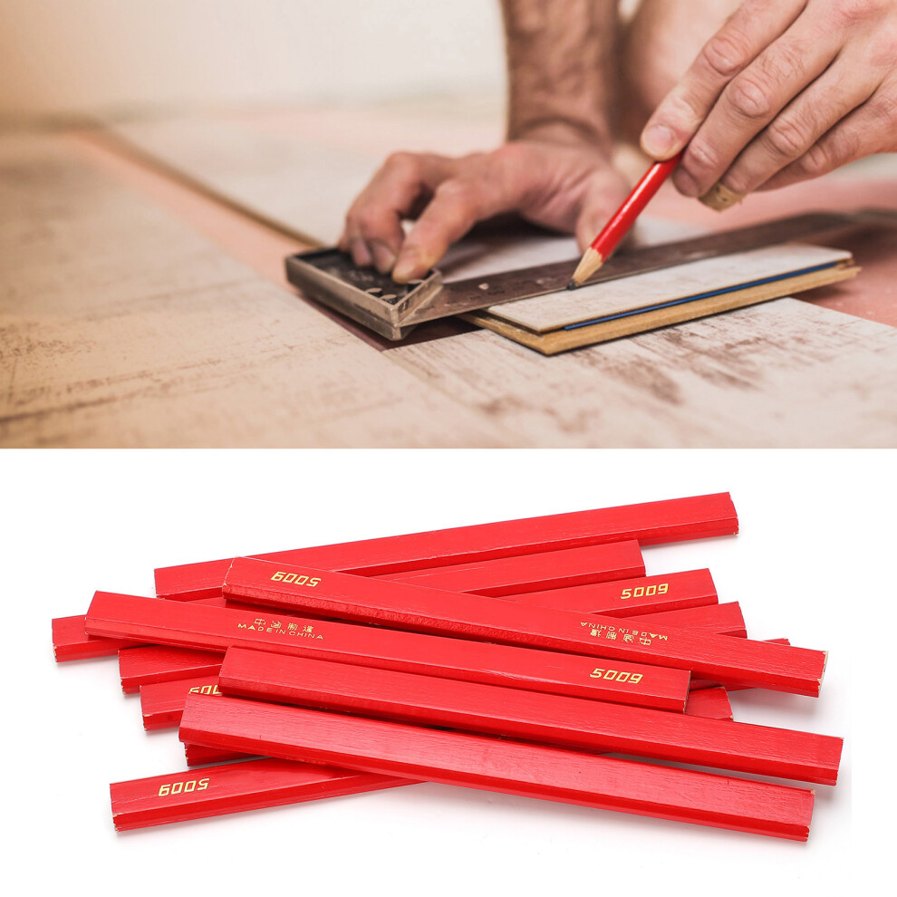 10Pcs 170Mm Red Octagonal Carpenter Pencils For Woodwork Marking 9301358826320