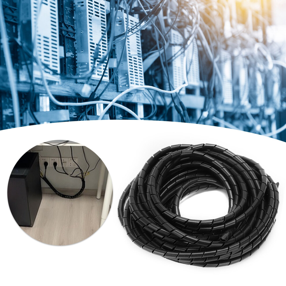 Flexible Cable Organizer Spiral Wire Wrap Black Î¦8Mm 10 Meters For Wiring 3681358829122