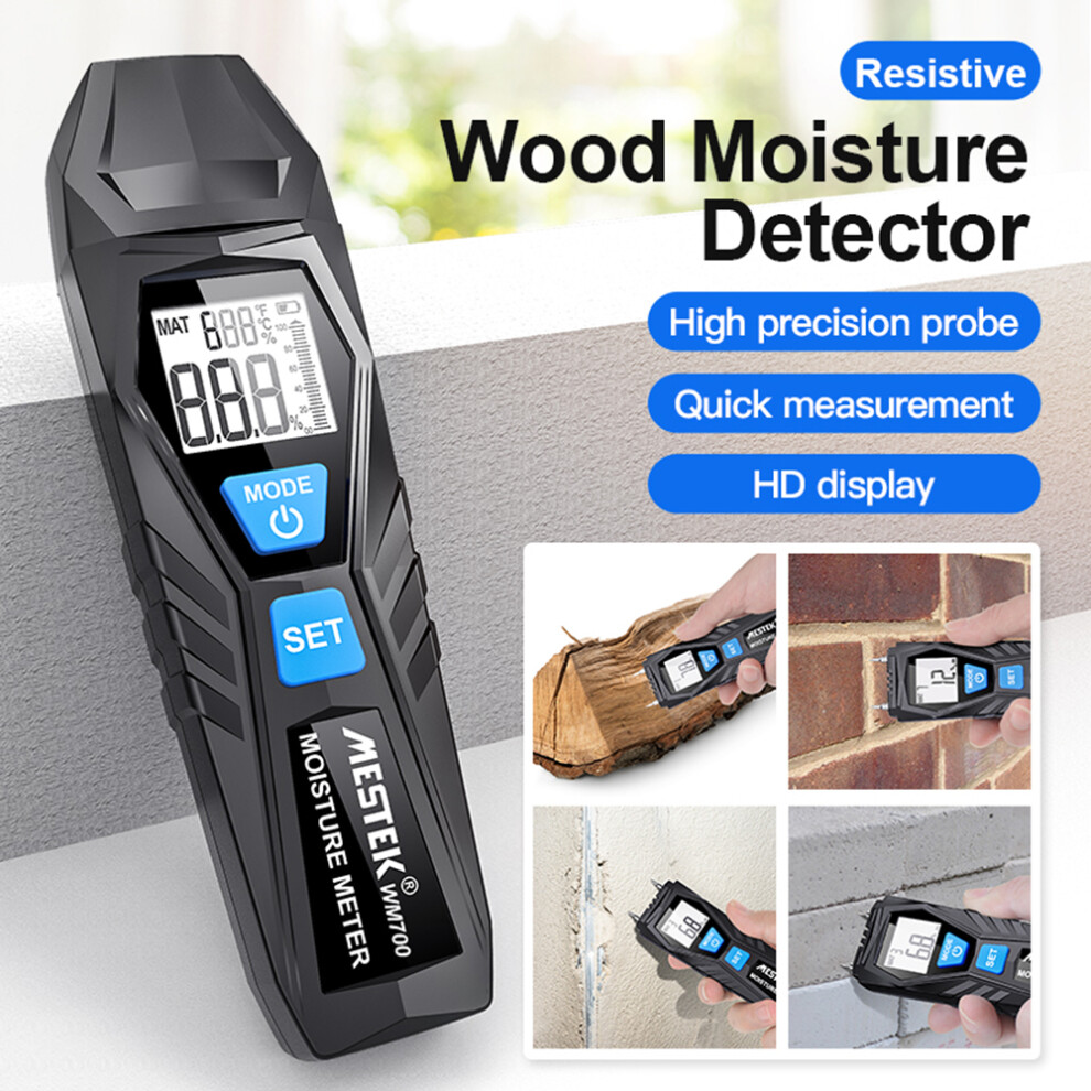Handheld Wood Moisture Meter Digital Humidity Temperature Tester, Compact, 147X42x25mm 4081358829419