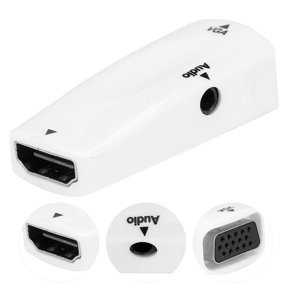 1080P Multimedia Interface Hdmi To Vga Female Adapter With Audio Cable White 5041358833334
