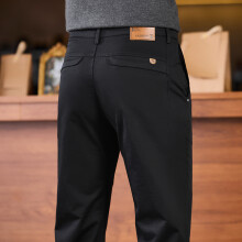 (black, 31) HKEDES 2025 Winter Men's High-quality Wool Pants, 97% Cotton, Elastic Fleece, Thick, Business Straight Pants, Black and Navy Blue Gray