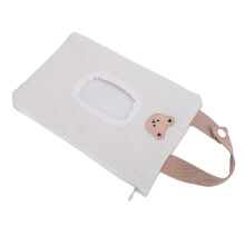 Travel Baby Wipes Case with Zipper, Cotton, White Bear, 15x23cm