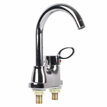 G1/2 Bathroom Kitchen Dual-Hole Chrome Water Mixer Faucet, Zinc Alloy & Brass