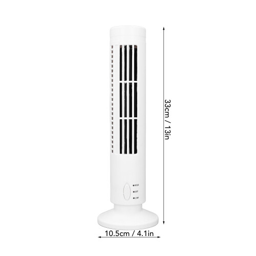 White Tower Fan USB Bladeless 2 Speed Quiet Portable Energy Efficient Cooler 1