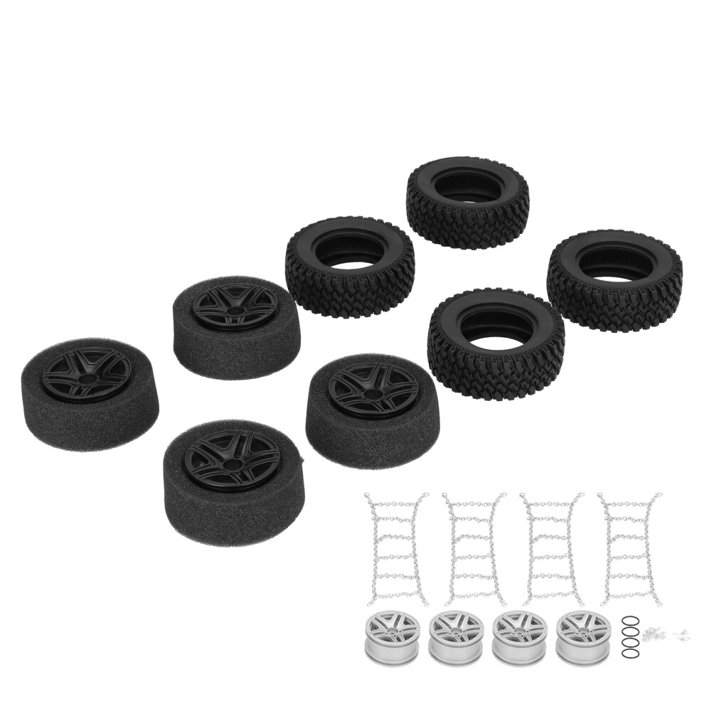 4Pcs Metal Wheel Tires with Snow Chain for MN86 1/12 RC Car, 8cm Diam, Silver-image-OPC-PMSM6W5-NEW