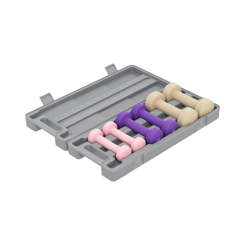 (Pink, Purple, Brown) HOMCOM 6kg Dumbbell Set with Suitcase, Fitness Weights Dumbbells Set for Men and Women Home Gym, Workout-image-OPC-PMSM7B6-NEW