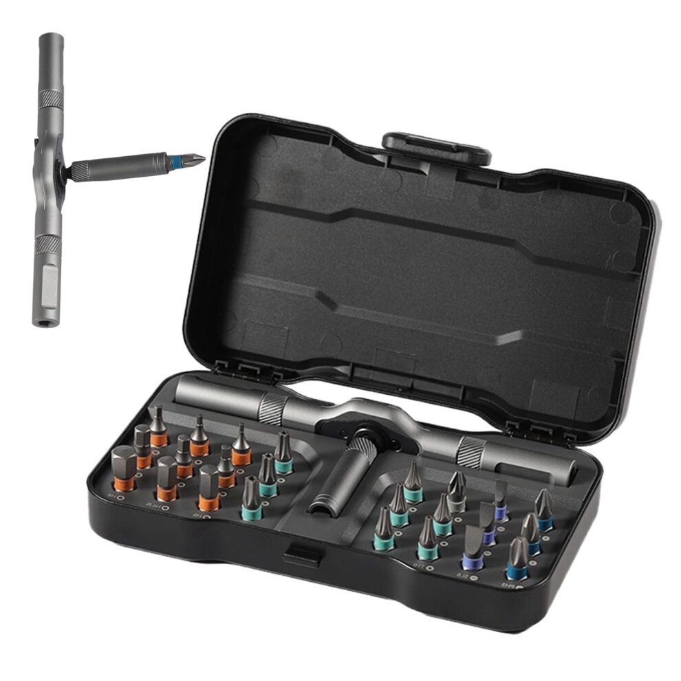 Magnetic Ratchet Screwdriver Set With T-Handle Compact Repair Kit And Bit Set For Electronics, Computers, Laptops 9339159062029